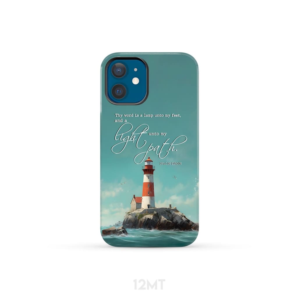 Psalm 119:105 Thy Word is a Lamp Lighthouse Phone Case iPhone 12 Mini / Tough