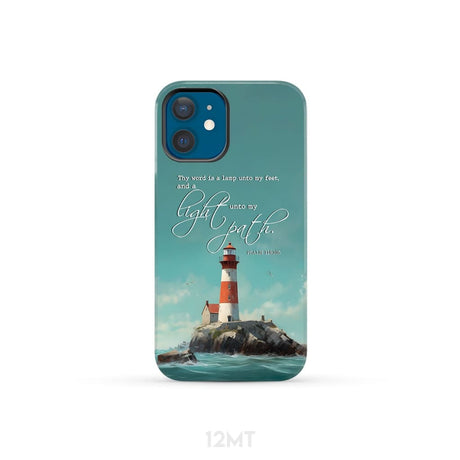 Psalm 119:105 Thy Word is a Lamp Lighthouse Phone Case iPhone 12 Mini / Tough