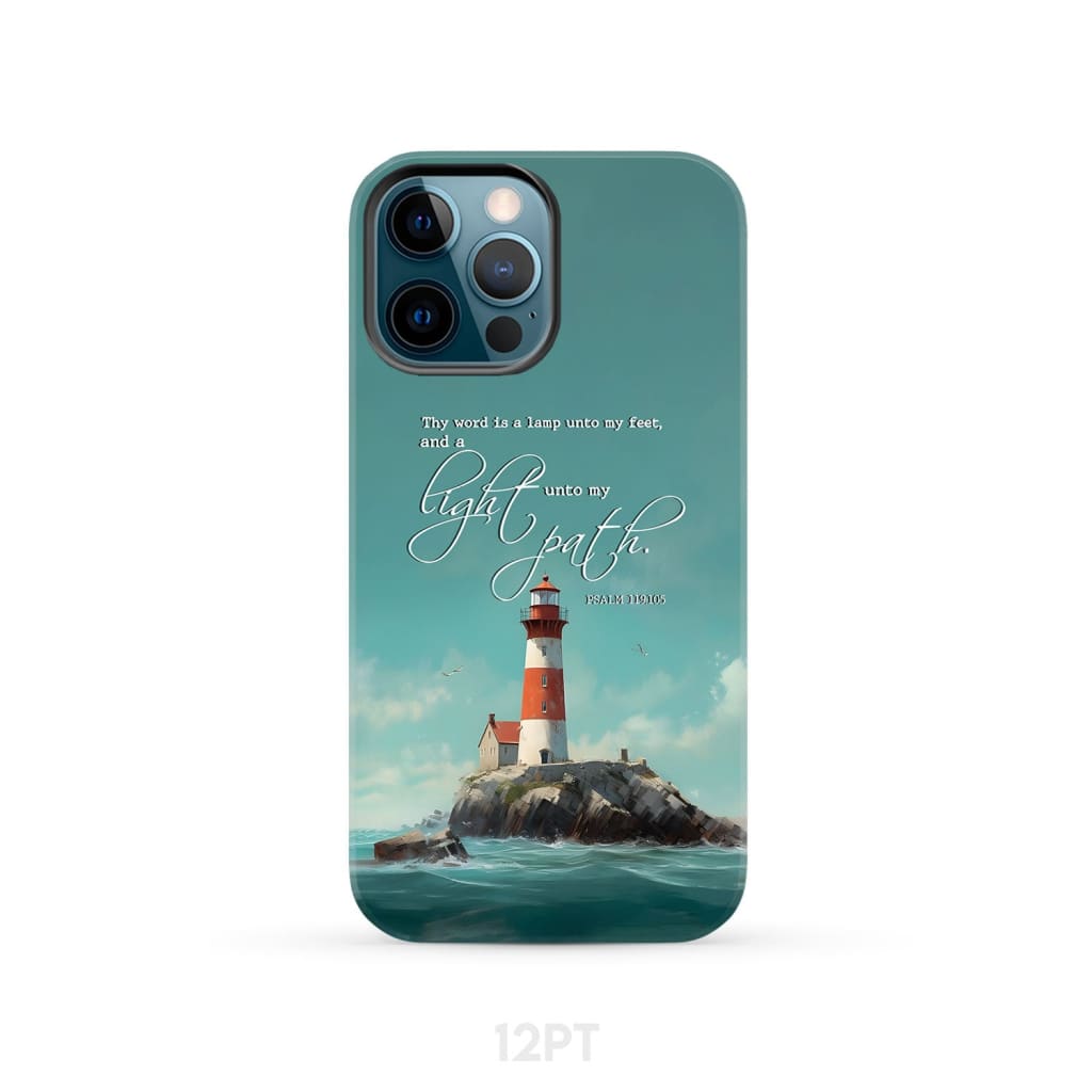Psalm 119:105 Thy Word is a Lamp Lighthouse Phone Case iPhone 12 Pro / Tough