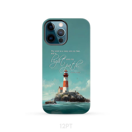 Psalm 119:105 Thy Word is a Lamp Lighthouse Phone Case iPhone 12 Pro / Tough