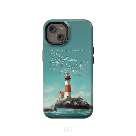 Psalm 119:105 Thy Word is a Lamp Lighthouse Phone Case iPhone 14 / Tough