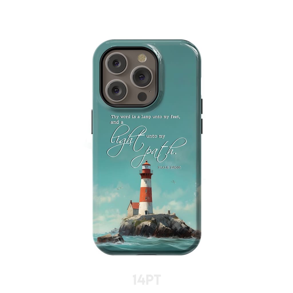 Psalm 119:105 Thy Word is a Lamp Lighthouse Phone Case iPhone 14 Pro / Tough