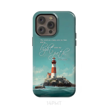 Psalm 119:105 Thy Word is a Lamp Lighthouse Phone Case iPhone 14 Pro Max / Tough