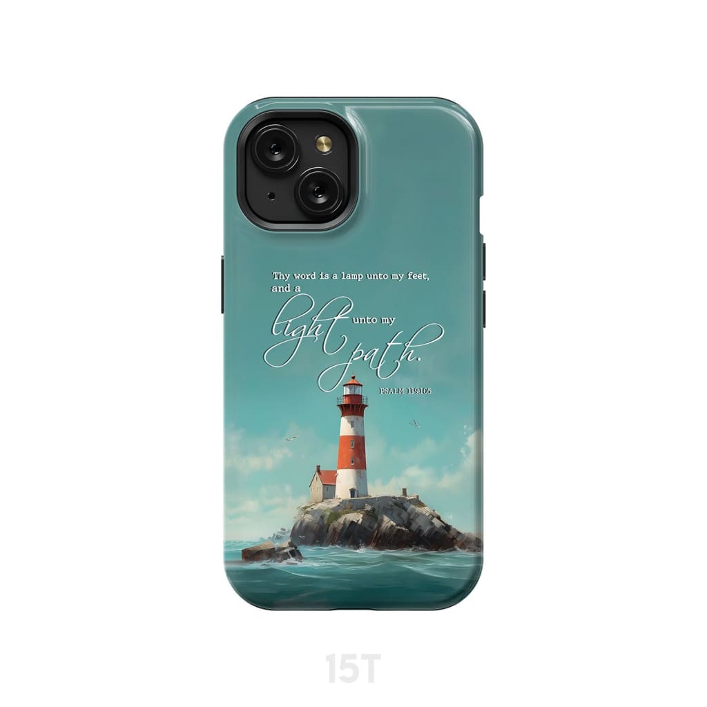 Psalm 119:105 Thy Word is a Lamp Lighthouse Phone Case iPhone 15 / Tough