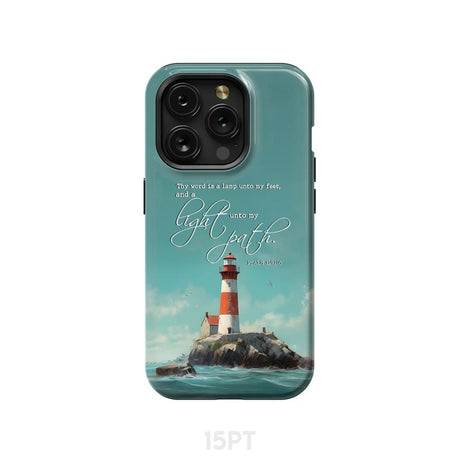 Psalm 119:105 Thy Word is a Lamp Lighthouse Phone Case iPhone 15 Pro / Tough