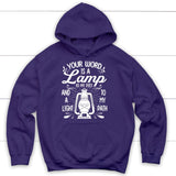 Psalm 119:105 Your word is a lamp to my feet And a light to my path Christian hoodie Purple / S