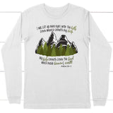 Psalm 121:1-2 I Will Lift Up Mine Eyes Unto the Hills Long Sleeve Shirt White / S