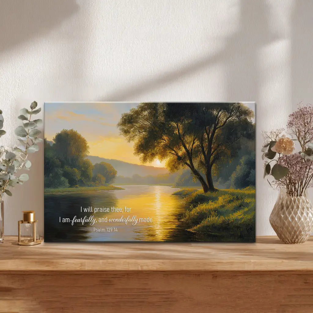 Faith-based Christian canvas with Bible verse on self-worth, perfect gift for loved ones or new believers.