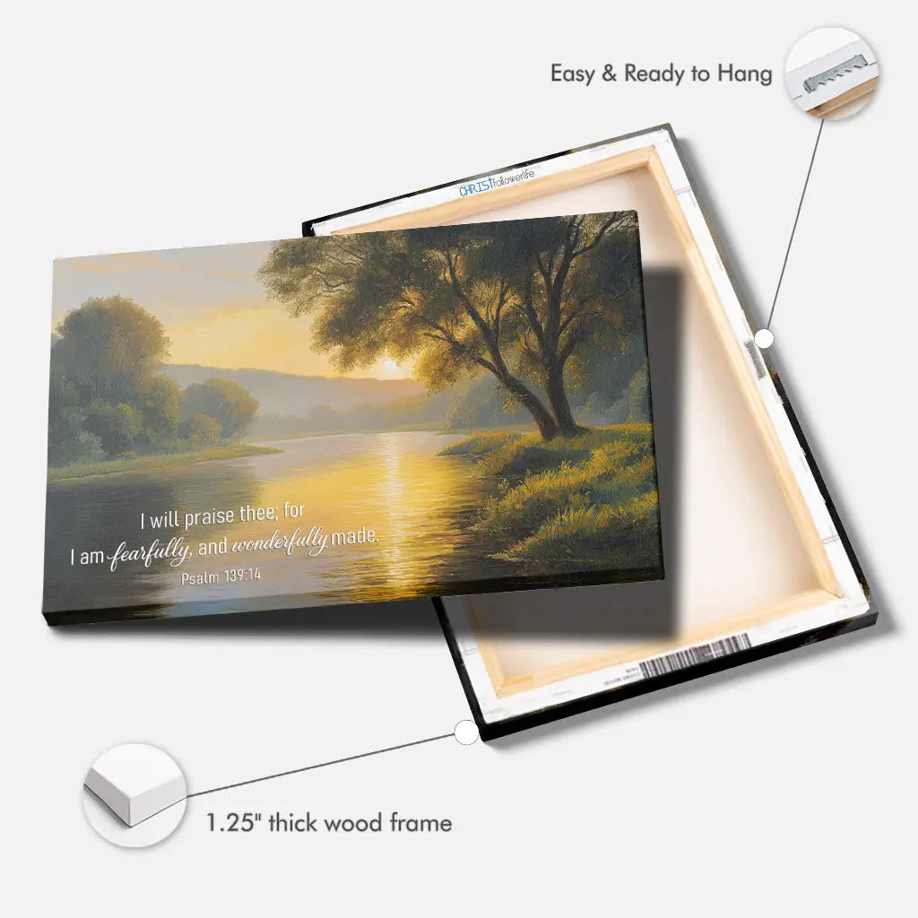 Christian artwork with Psalm 139:14 scripture, inspirational gift of praise, faith, and God’s truth.