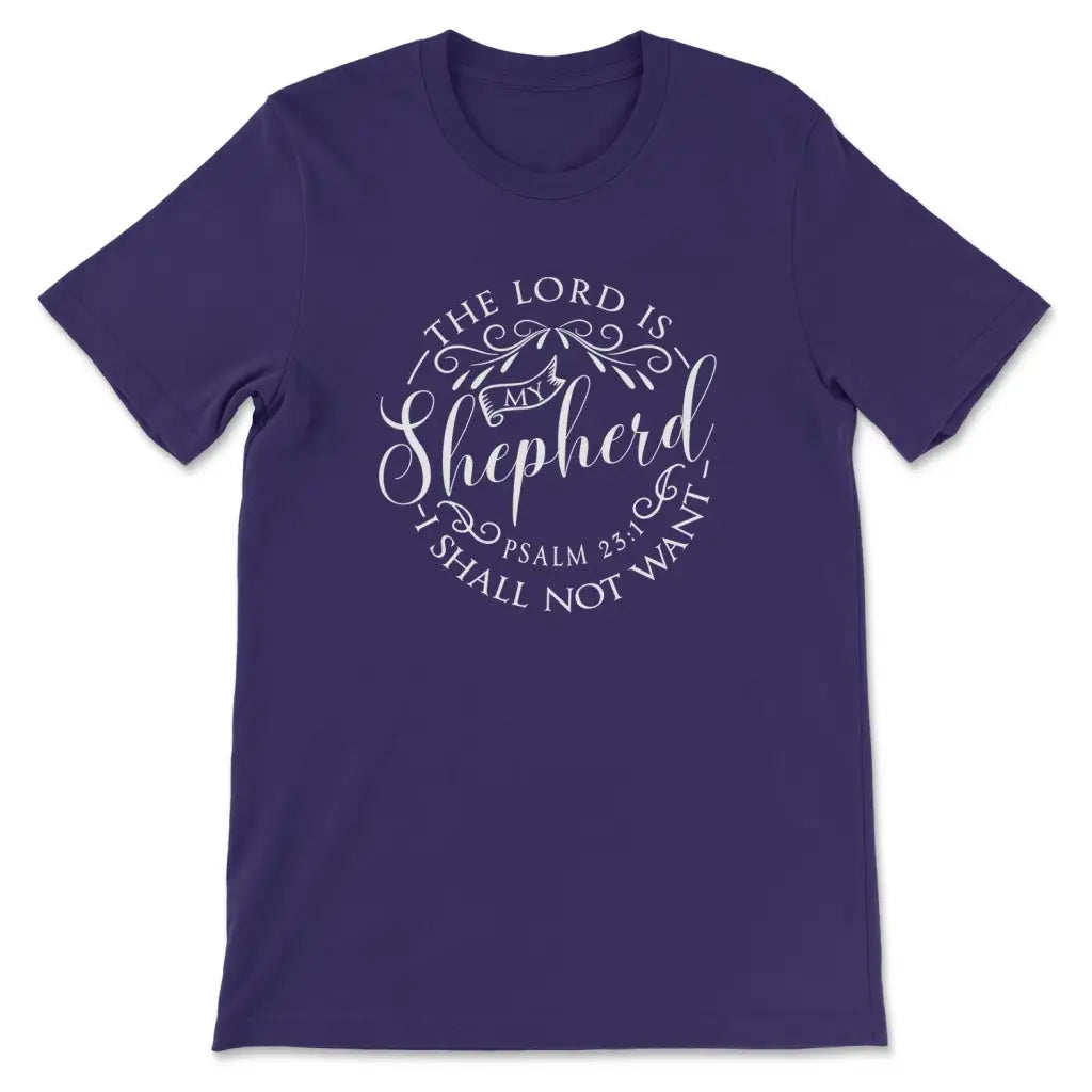 Psalm 23:1 the Lord is my shepherd shirt - Christian t-shirts Team Purple / S