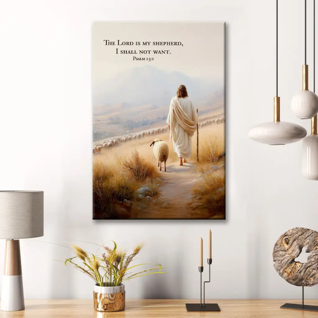 Psalm 23 canvas art bringing serenity and strength through God’s promises.