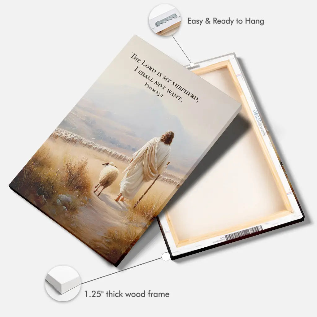 Uplifting Christian canvas featuring Psalm 23—symbol of trust and divine comfort.