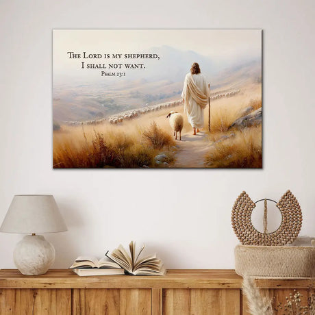 Psalm 23 KJV The Lord Is My Shepherd I Shall Not Want Wall Art Canvas