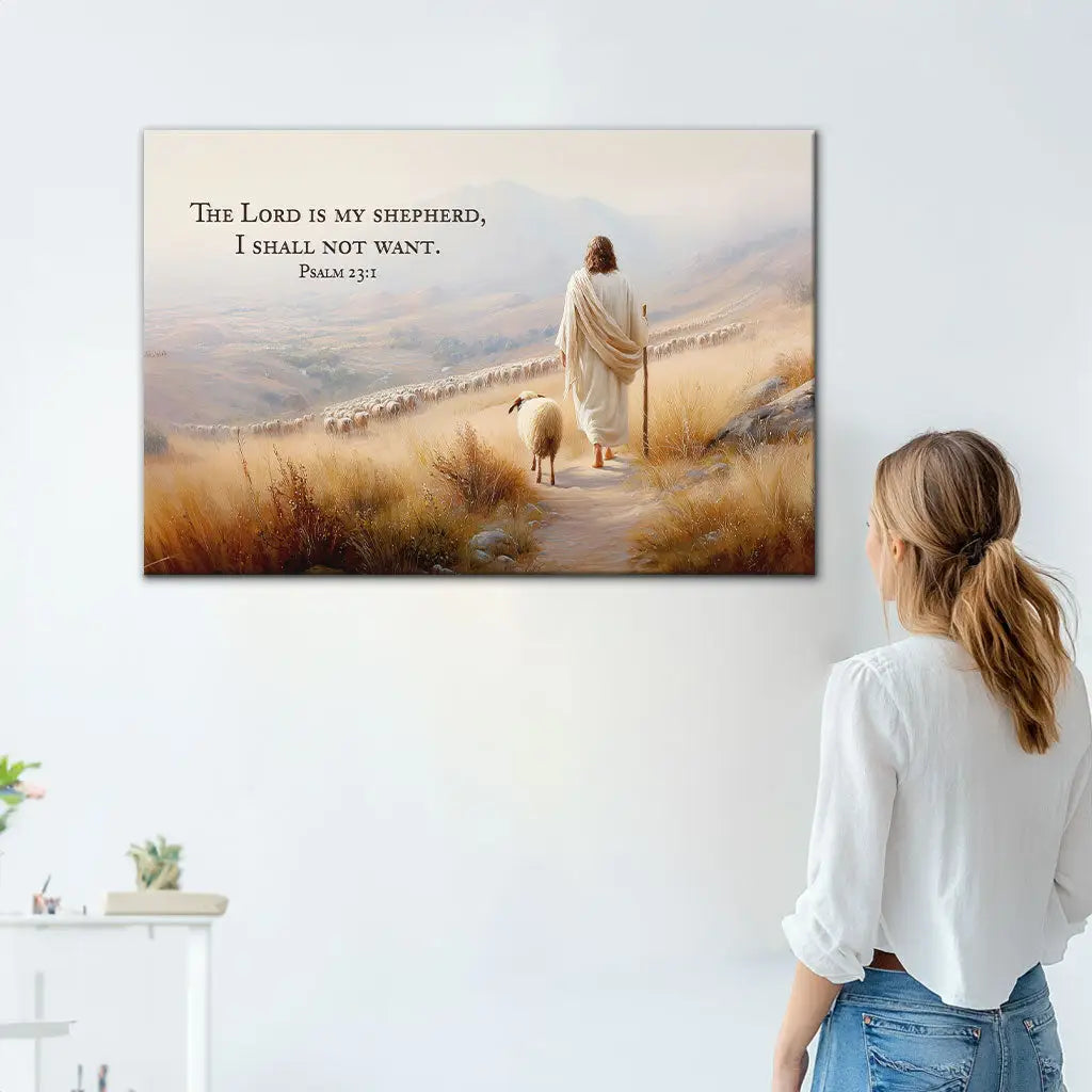 Faith-based wall decor displaying “The Lord Is My Shepherd” in elegant lettering.