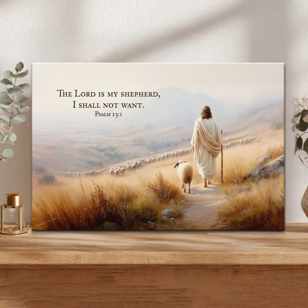Psalm 23 Christian wall art reminding believers of God’s care and perfect provision.