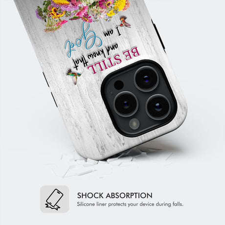 Psalm 46:10 Be Still and Know Hummingbirds Vase of Flowers Phone Case