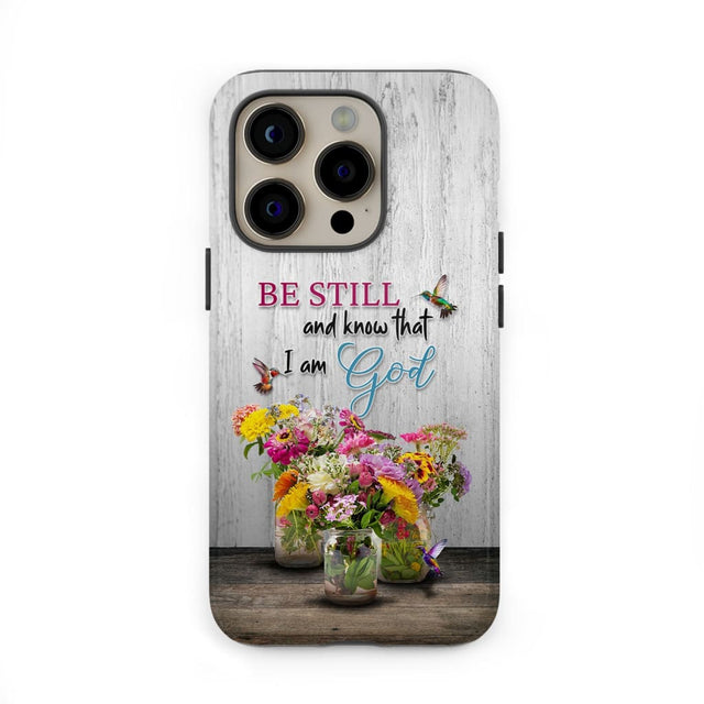 Psalm 46:10 Be Still and Know Hummingbirds Vase of Flowers Phone Case