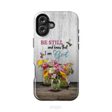 Psalm 46:10 Be Still and Know Hummingbirds Vase of Flowers Phone Case iPhone 16 Plus / Tough Case