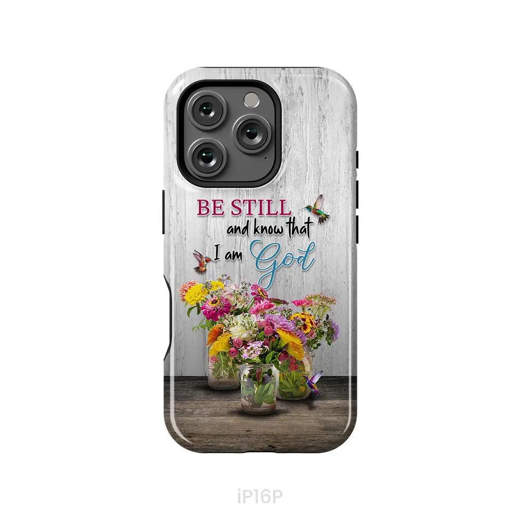 Psalm 46:10 Be Still and Know Hummingbirds Vase of Flowers Phone Case iPhone 16 Pro / Tough Case