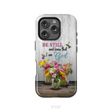 Psalm 46:10 Be Still and Know Hummingbirds Vase of Flowers Phone Case iPhone 16 Pro / Tough Case