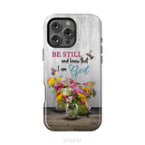 Psalm 46:10 Be Still and Know Hummingbirds Vase of Flowers Phone Case iPhone 16 Pro Max / Tough Case