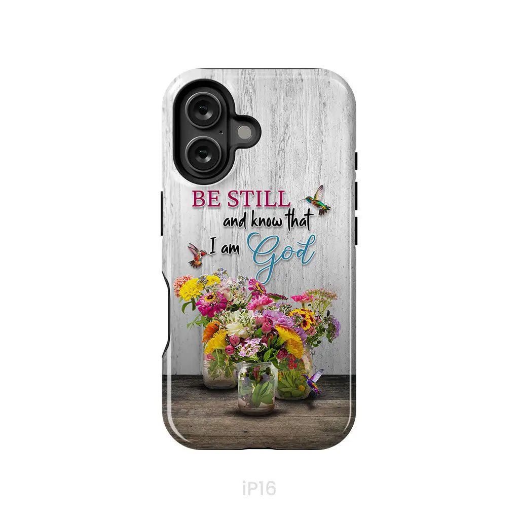 Psalm 46:10 Be Still and Know Hummingbirds Vase of Flowers Phone Case iPhone 16 / Tough Case
