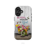 Psalm 46:10 Be Still and Know Hummingbirds Vase of Flowers Phone Case iPhone 16 / Tough Case
