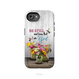 Psalm 46:10 Be Still and Know Hummingbirds Vase of Flowers Phone Case iPhone 16e / Tough Case