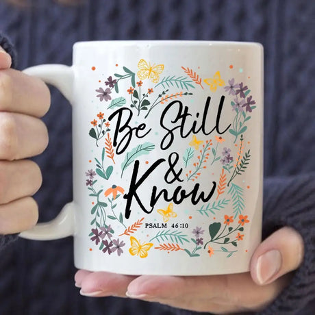 Psalm 46:10 Be Still And Know Wildflowers Butterflies Christian Coffee Mug