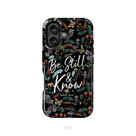 Psalm 46:10 Be still and know Wildflowers butterflies Christian phone case iPhone 16 / Tough Case