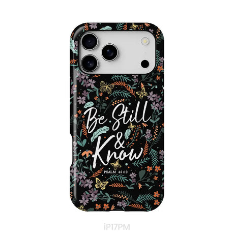 Psalm 46:10 Be still and know Wildflowers butterflies Christian phone case iPhone 17 Pro Max / Tough Case