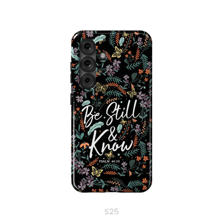 Psalm 46:10 Be still and know Wildflowers butterflies Christian phone case Samsung Galaxy S25 / Tough Case