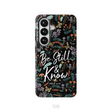 Psalm 46:10 Be still and know Wildflowers butterflies Christian phone case Samsung Galaxy S26 / Tough Case