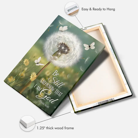 Psalm 46:10 Dandelion Butterfly Canvas Wall Art - Bible Verse Wall Art Canvas