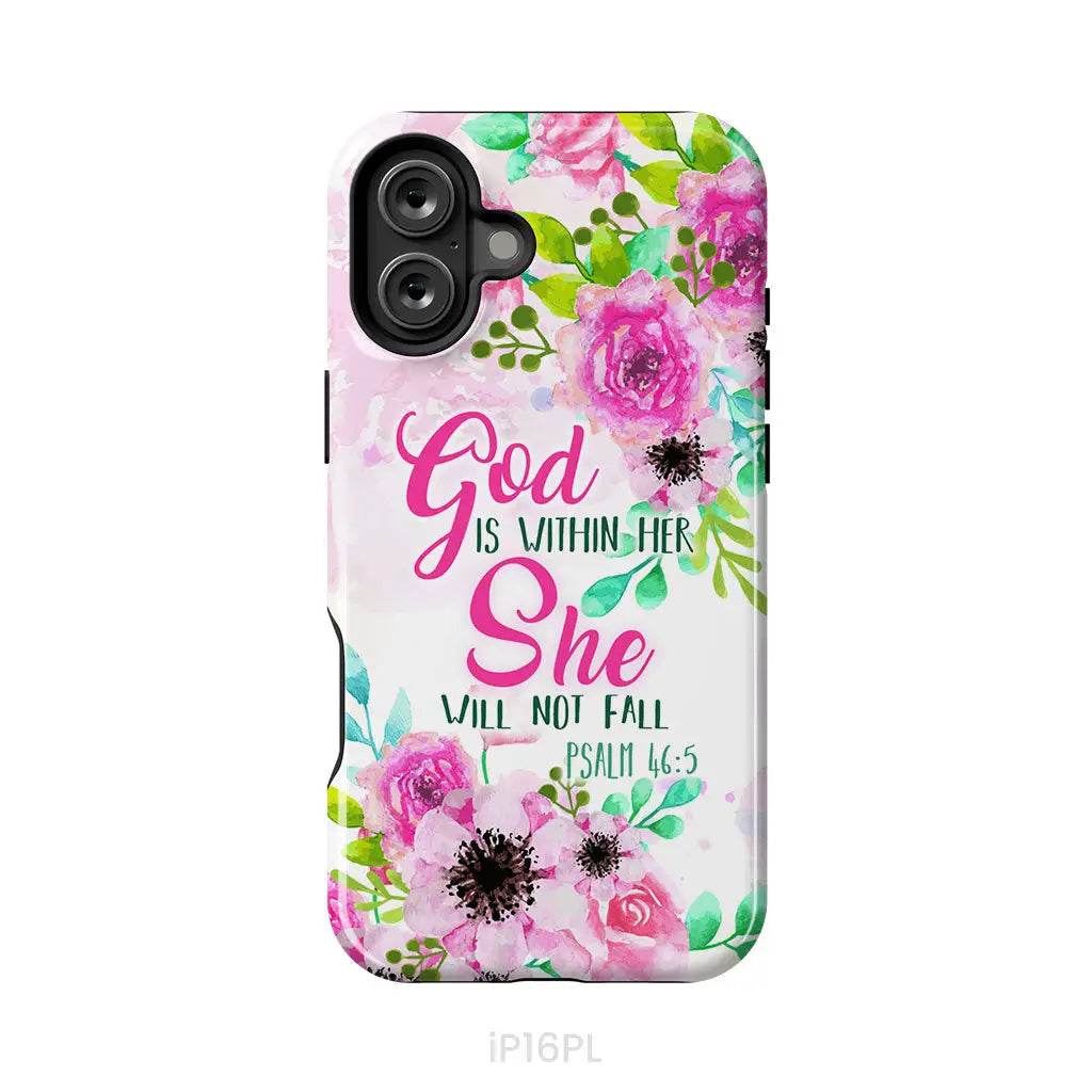 Psalm 46:5 God is within her She will not fall phone case Christian phone cases iPhone 16 Plus / Tough Case