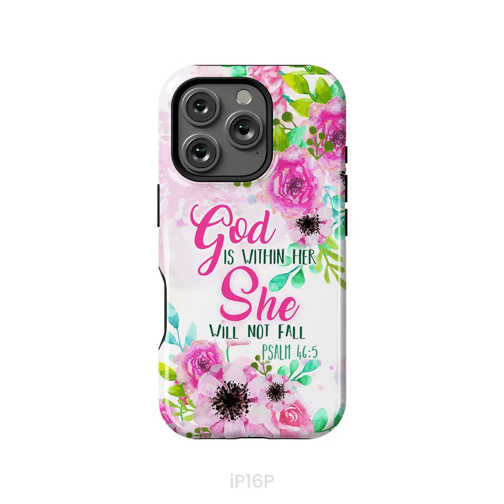 Psalm 46:5 God is within her She will not fall phone case Christian phone cases iPhone 16 Pro / Tough Case
