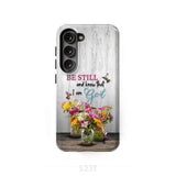 Psalm 46:10 Be Still and Know Hummingbirds Vase of Flowers Phone Case Samsung Galaxy S23 (Not for FE) / Tough