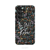 Psalm 46:10 Be still and know Wildflowers butterflies Christian phone case Samsung Galaxy S24 Plus / Tough