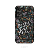 Psalm 46:10 Be still and know Wildflowers butterflies Christian phone case Samsung Galaxy S23 Plus / Tough