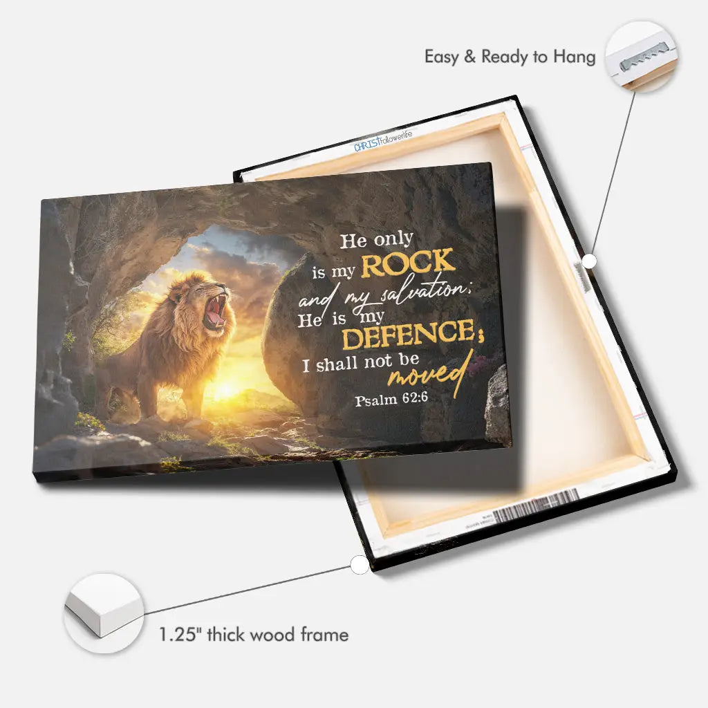 Psalm 62:6 KJV He Only is My Rock and My Salvation Wall Art Canvas