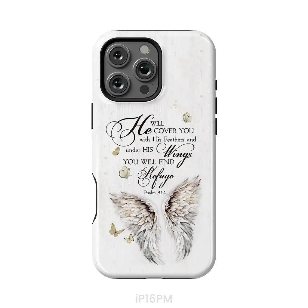 Psalm 91:4 He Will Cover You With His Feathers Phone Case iPhone 16 Pro Max / Tough Case