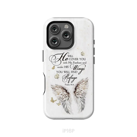 Psalm 91:4 He Will Cover You With His Feathers Phone Case iPhone 16 Pro / Tough Case