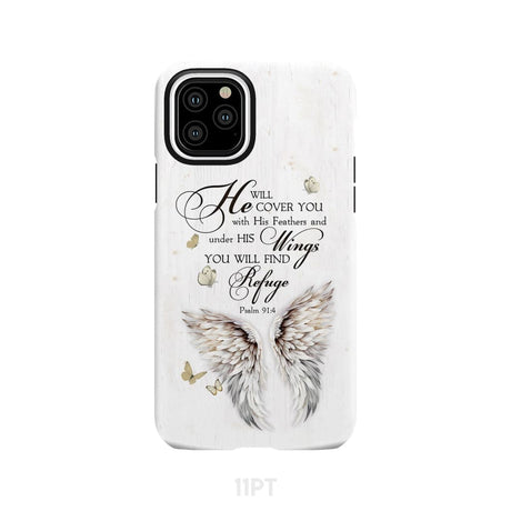 Psalm 91:4 He Will Cover You With His Feathers Phone Case iPhone 11 Pro / Tough