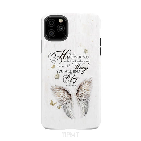 Psalm 91:4 He Will Cover You With His Feathers Phone Case iPhone 11 Pro Max / Tough