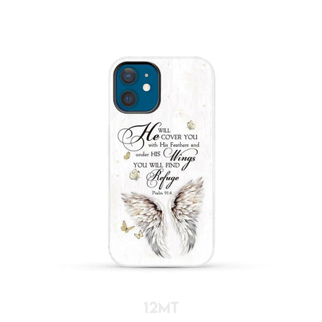 Psalm 91:4 He Will Cover You With His Feathers Phone Case iPhone 12 Mini / Tough
