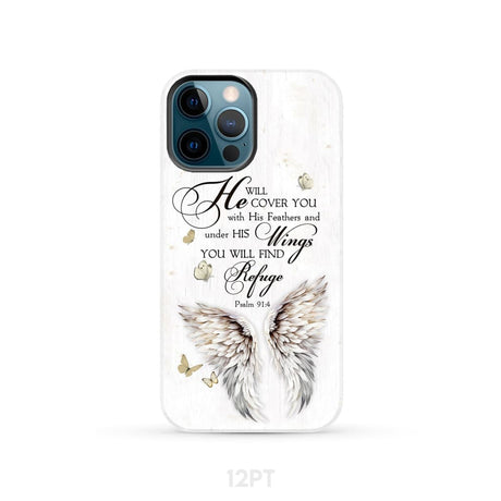 Psalm 91:4 He Will Cover You With His Feathers Phone Case iPhone 12 Pro / Tough