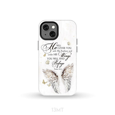 Psalm 91:4 He Will Cover You With His Feathers Phone Case iPhone 13 Mini / Tough