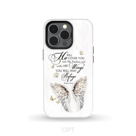 Psalm 91:4 He Will Cover You With His Feathers Phone Case iPhone 13 Pro / Tough