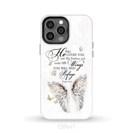 Psalm 91:4 He Will Cover You With His Feathers Phone Case iPhone 13 Pro Max / Tough