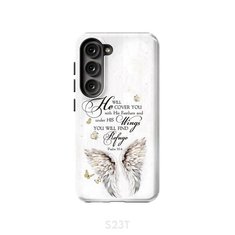 Psalm 91:4 He Will Cover You With His Feathers Phone Case Samsung Galaxy S23 (Not for FE) / Tough